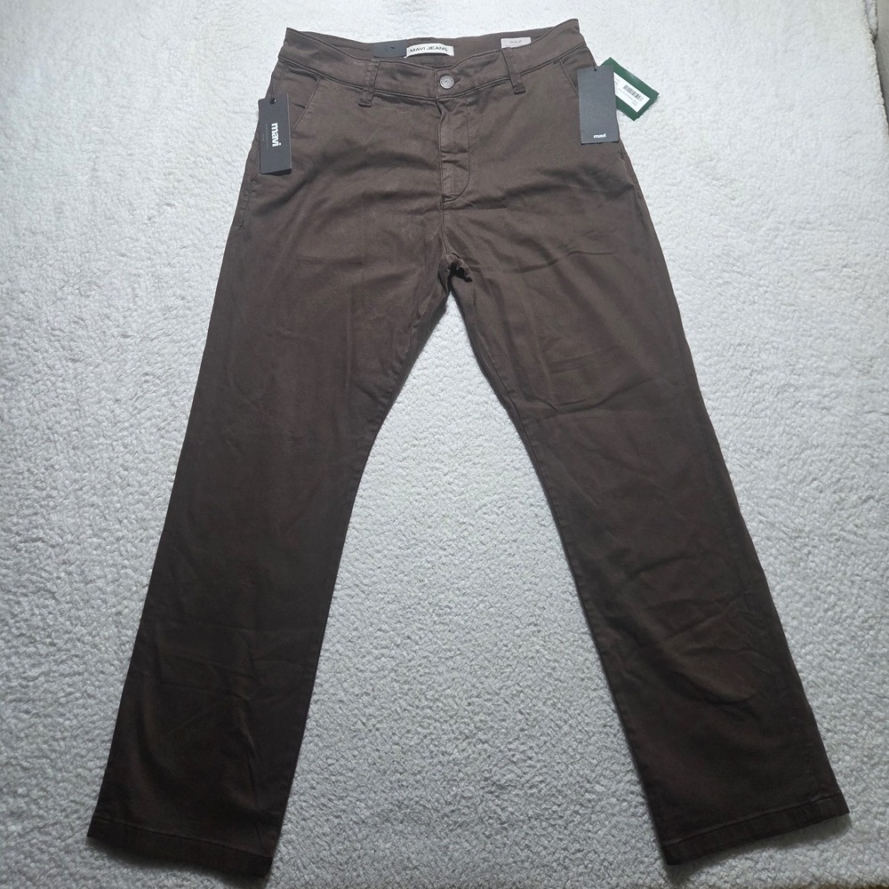 NWT Mavi Philip Pants Mens 32X30 Brown Relaxed Straight Leg Khakis Stretch
